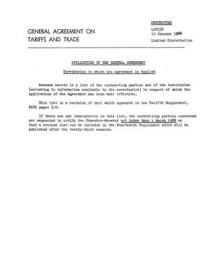 GENERAL AGREEMENT on L/253812January 1966 TARIFFS and TRADE Limited Distribution