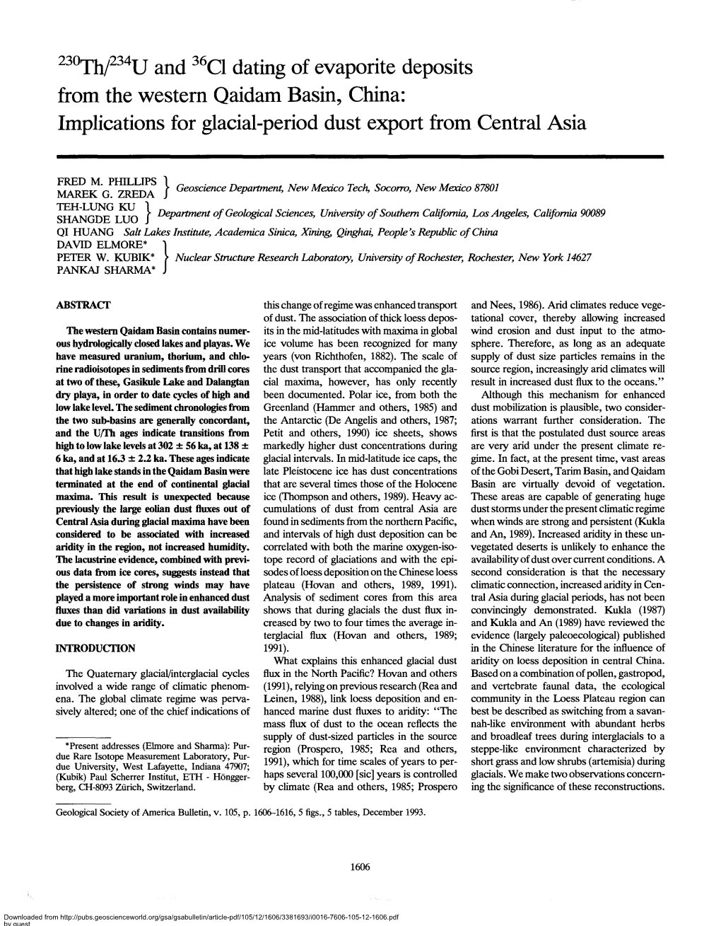 From the Western Qaidam Basin, China: Implications for Glacial-Period Dust Export from Central Asia