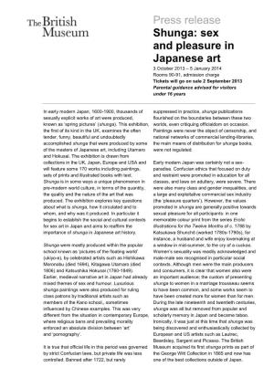 Shunga Exhibition Press Release