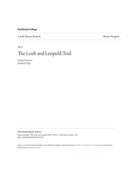 The Loeb and Leopold Trial Daniel Hanson Parkland College
