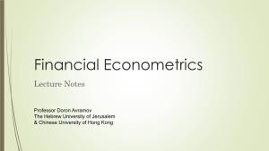Financial Econometrics Lecture Notes