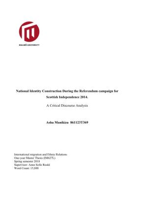 National Identity Construction During the Referendum Campaign for Scottish Independence 2014