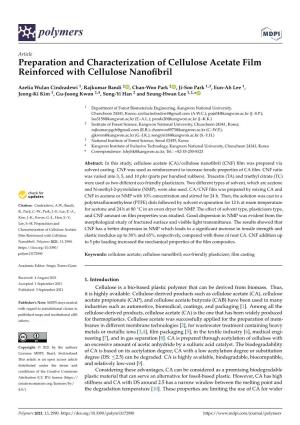 Preparation and Characterization of Cellulose Acetate Film Reinforced with Cellulose Nanoﬁbril
