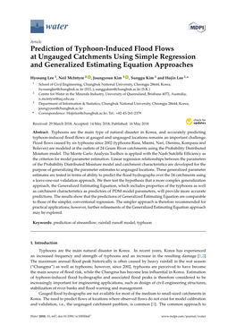 Prediction of Typhoon-Induced Flood Flows at Ungauged Catchments Using Simple Regression and Generalized Estimating Equation Approaches