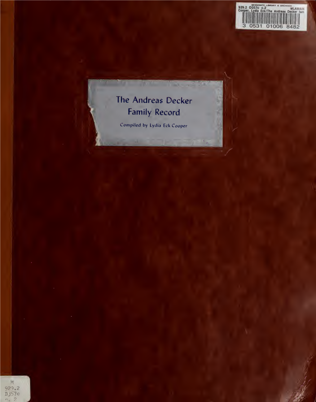 Andreas Decker Family Record