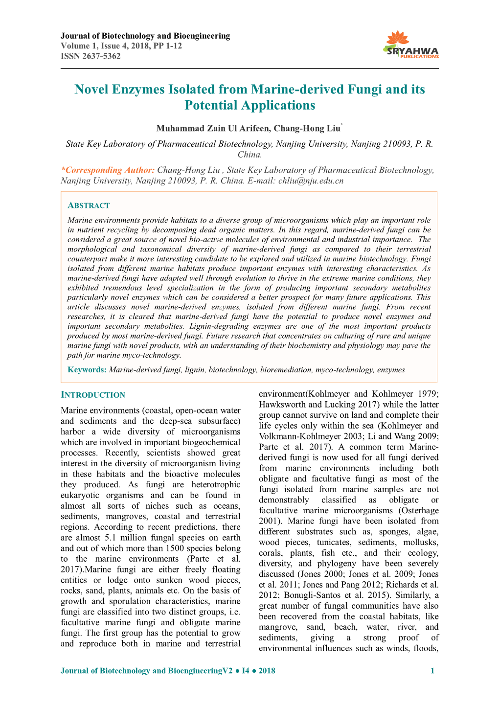 Novel Enzymes Isolated from Marine-Derived Fungi and Its Potential Applications