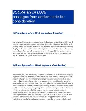 SOCRATES in LOVE Passages from Ancient Texts for Consideration