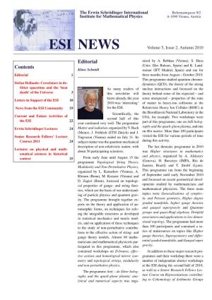 ESI NEWS Volume 5, Issue 2, Autumn 2010