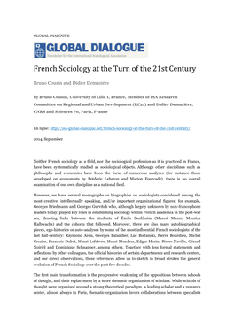 French Sociology at the Turn of the 21St Century
