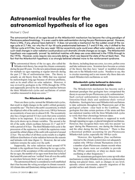 Astronomical Troubles for the Astronomical Hypothesis of Ice Ages