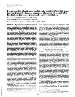 Documentation of Reticulate Evolution in Peonies (Paeonia) Using