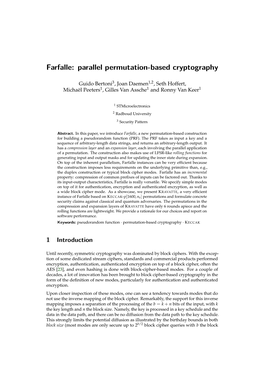Farfalle: Parallel Permutation-Based Cryptography