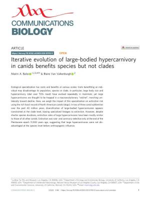 Iterative Evolution of Large-Bodied Hypercarnivory in Canids Benefits