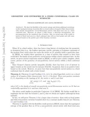 Geometry and Entropies in a Fixed Conformal Class on Surfaces