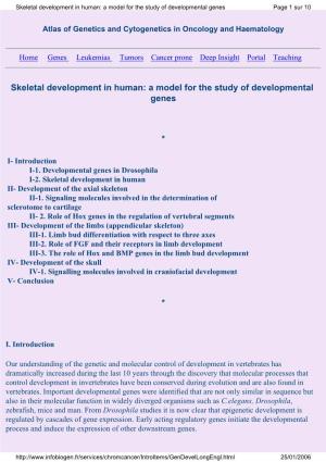 Skeletal Development in Human: a Model for the Study of Developmental Genes Page 1 Sur 10