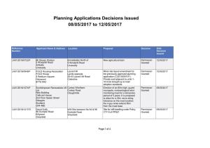Decisions Issued Week Commencing 08 May 2017