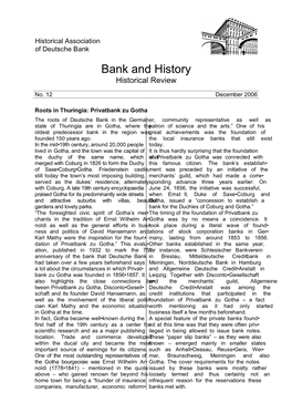 Bank and History Historical Review