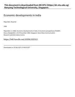 Economic Developments in India