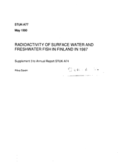 Radioactivity of Surface Water and Freshwater Fish in Finland in 1987