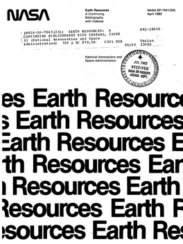 Earth Resources NASA SP-7041 (33) a Continuing April 1982 NASA Bibliography with Indexes