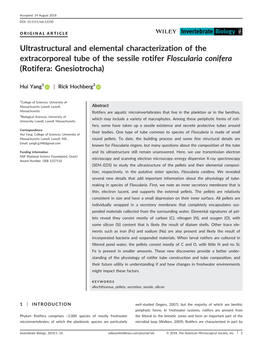 Ultrastructural and Elemental Characterization of the Extracorporeal Tube of the Sessile Rotifer Floscularia Conifera (Rotifera: Gnesiotrocha)