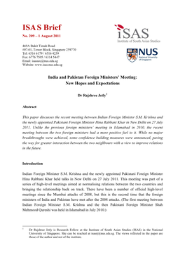 India and Pakistan Foreign Ministers' Meeting