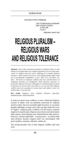 Religious Wars and Religious Tolerance