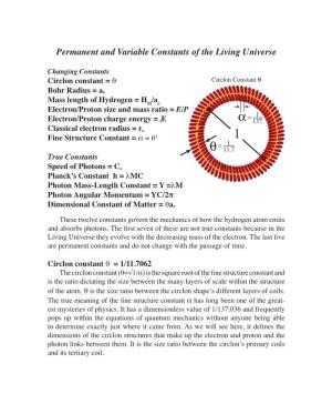Permanent and Variable Constants of the Living Universe