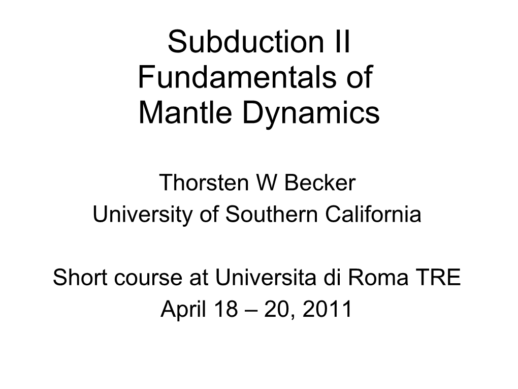 Fluid Dynamics and Mantle Convection