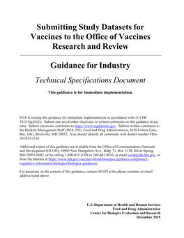 Submitting Study Datasets for Vaccines to the Office of Vaccines Research and Review