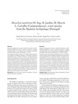 Campanulaceae), a New Species from the Madeira Archipelago (Portugal)