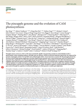 The Pineapple Genome and the Evolution of CAM Photosynthesis
