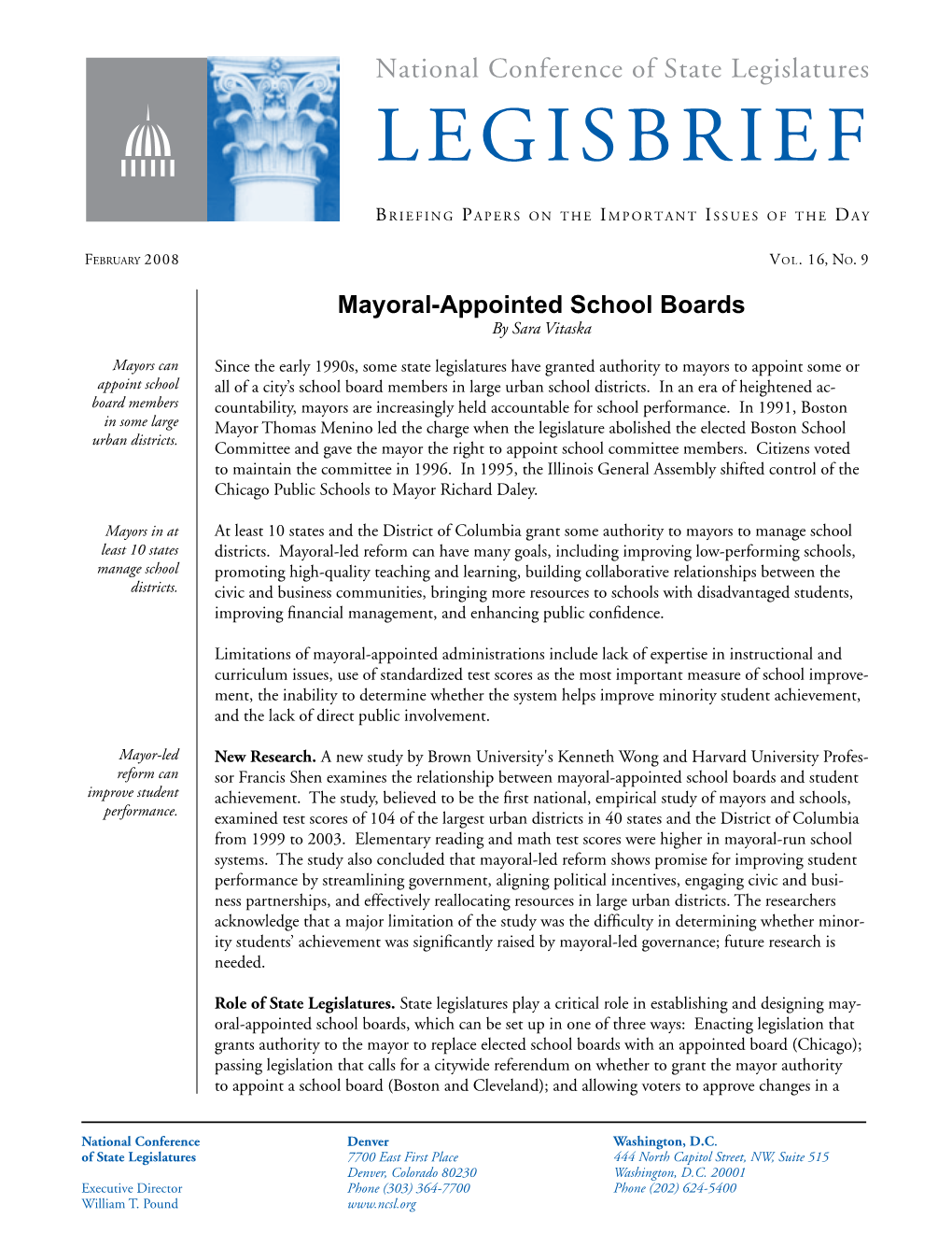 Mayoral-Appointed School Boards by Sara Vitaska