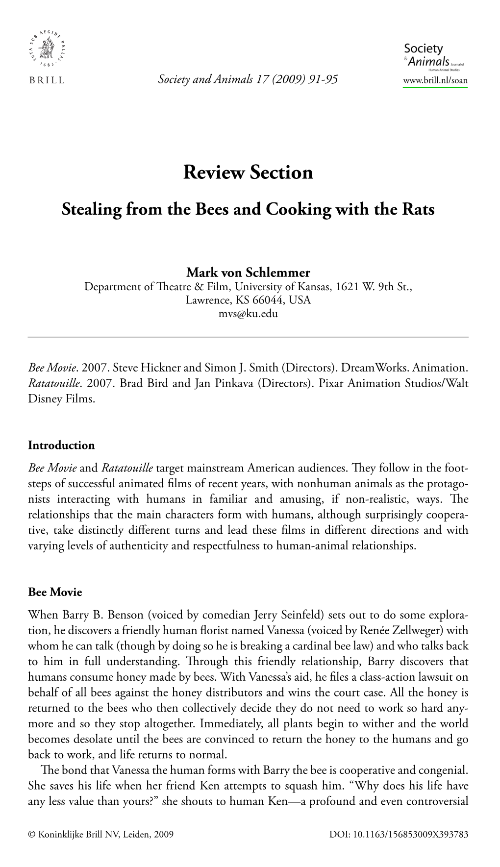 Review Section Stealing from the Bees and Cooking with the Rats