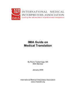 IMIA Guide on Medical Translation