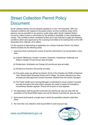 Street Collection Permit Policy Document