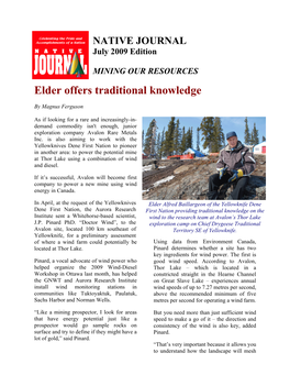 Elder Offers Traditional Knowledge