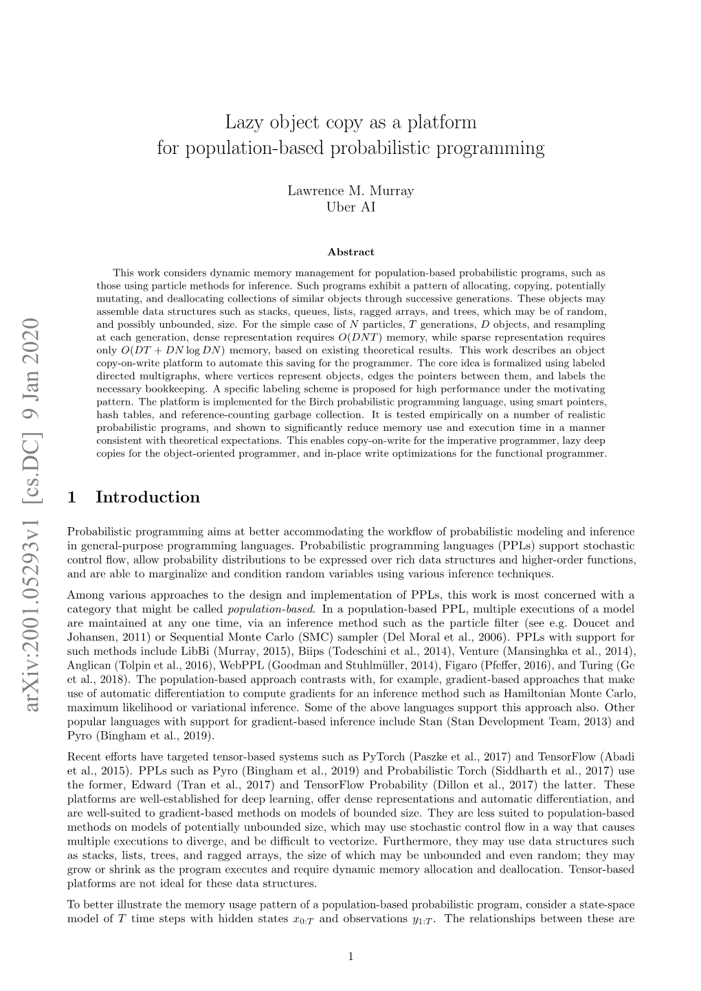 Lazy Object Copy As a Platform for Population-Based Probabilistic Programming