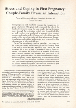 Stress and Coping in First Pregnancy: Couple-Family Physician Interaction