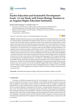 Teacher Education and Sustainable Development Goals: a Case Study with Future Biology Teachers in an Angolan Higher Education Institution