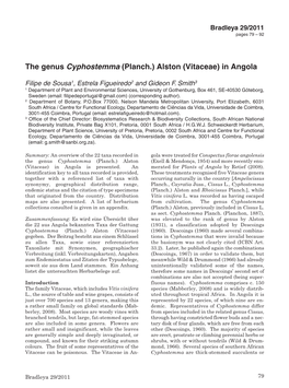 The Genus Cyphostemma (Planch.) Alston (Vitaceae) in Angola
