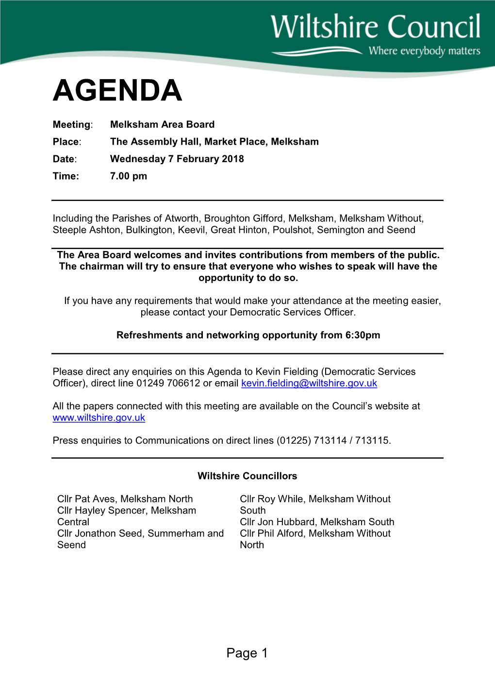 (Public Pack)Agenda Document for Melksham Area