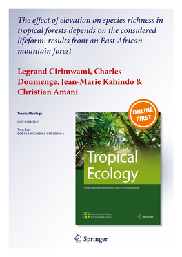 The Effect of Elevation on Species Richness in Tropical Forests Depends on the Considered Lifeform: Results from an East African Mountain Forest