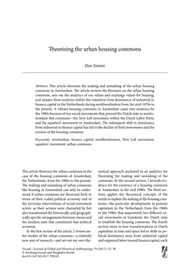 Theorizing the Urban Housing Commons