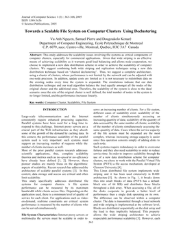 Towards a Scalable File System on Computer Clusters Using Declustering