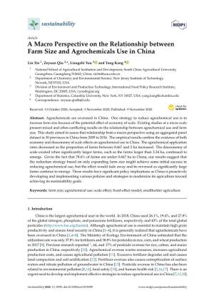 A Macro Perspective on the Relationship Between Farm Size and Agrochemicals Use in China