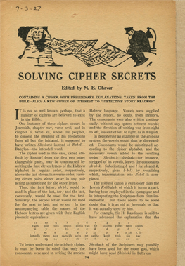 Solving Cipher Secrets