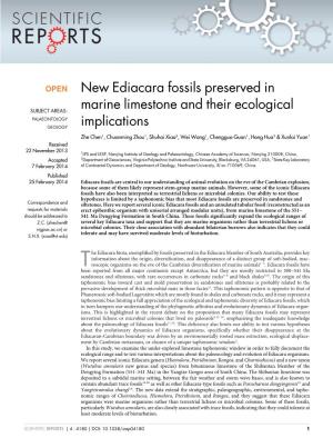 New Ediacara Fossils Preserved in Marine Limestone and Their Ecological Implications