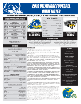 2019 Delaware Football Game Notes