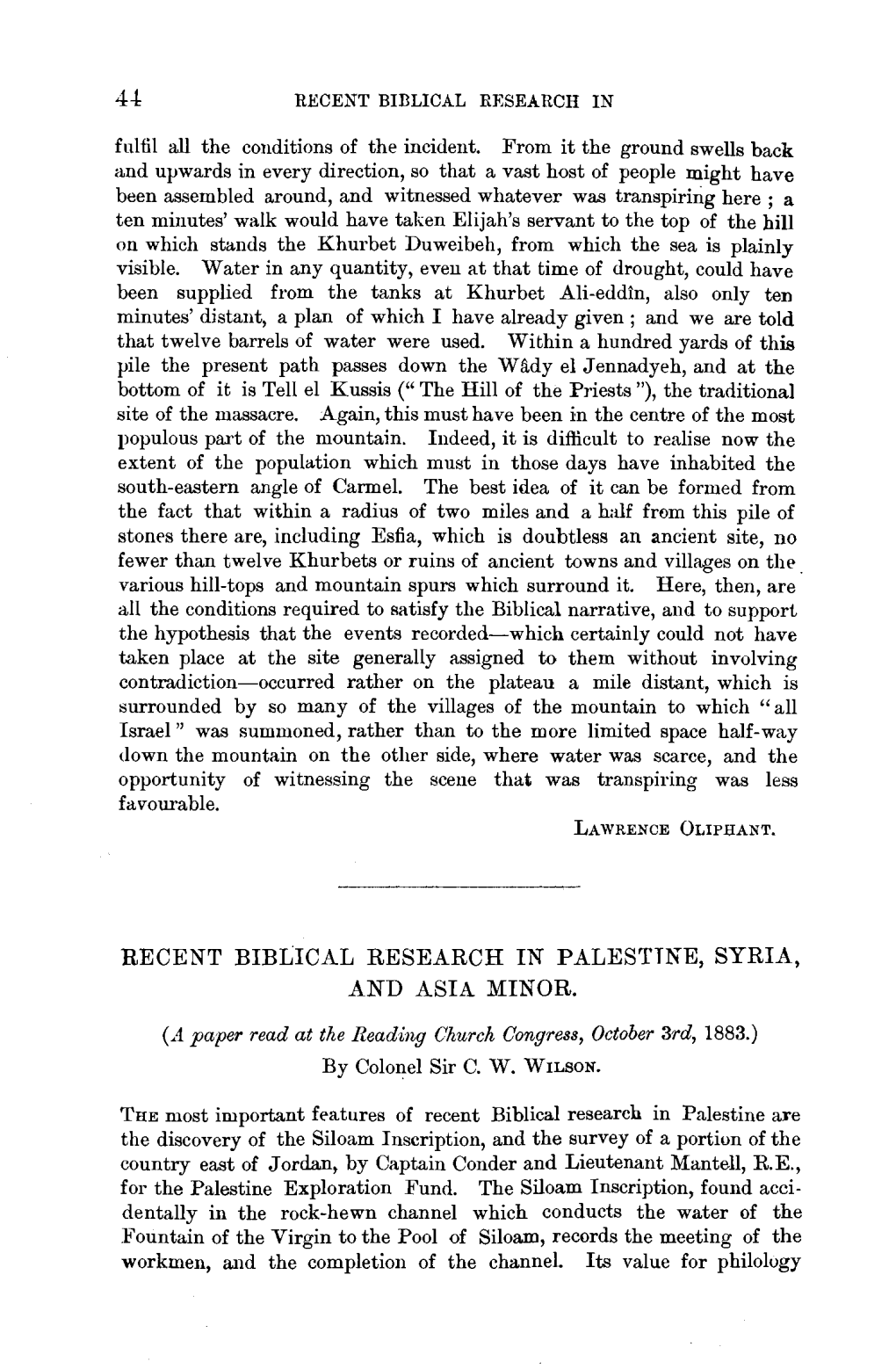 4-T RECENT BIBLICAL RESEARCH in P .ALESTTNE, SYRIA, and ASIA